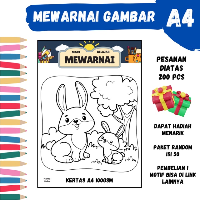 

Mewarnai Gambar A4 Motif 32 LizaStore - PAUD, TK, SD