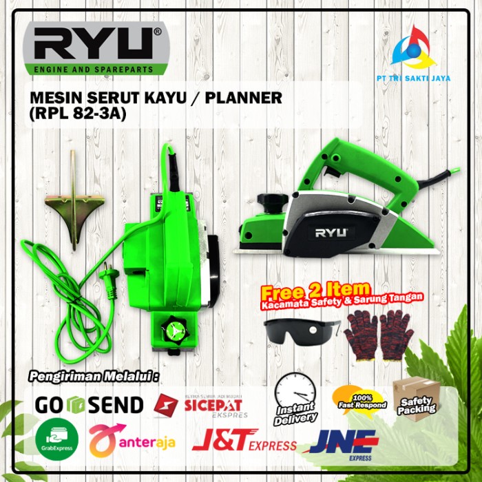 ✅New Ryu - Mesin Serut Kayu - Planner - Rpl 82-3A - Gratis 2 Item Terbaru