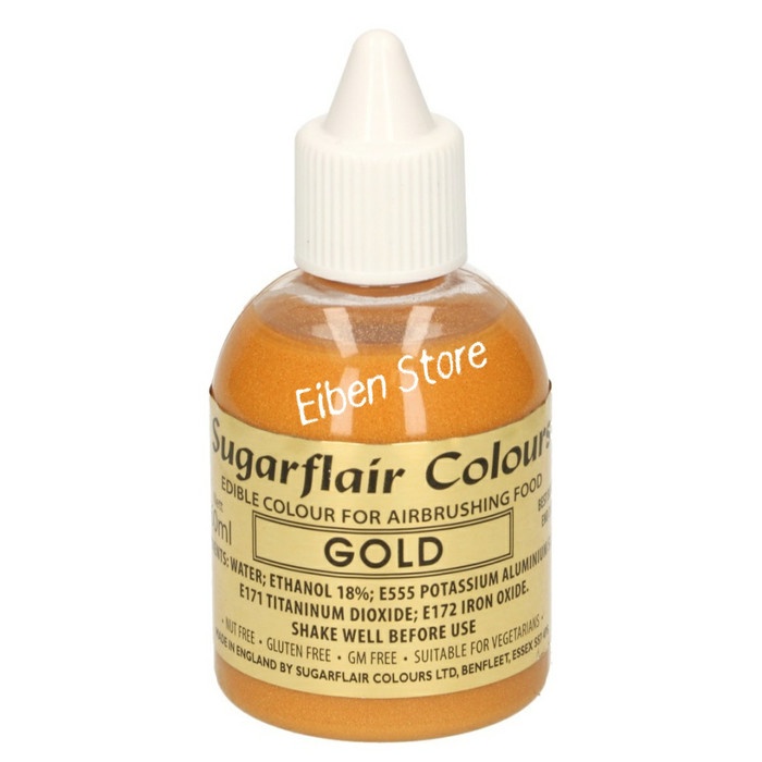 

✅Original Sugarflair Airbrush Color Glitter Gold Btl-60Ml Limited