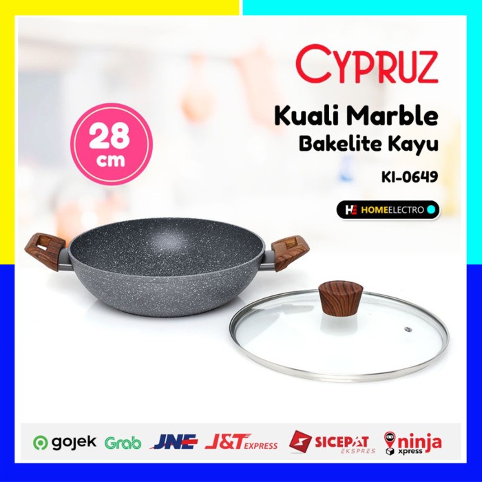 ✅Original Kuali Cypruz Kl-0648 Wajan Kuali Keramik Marble 28Cm  Tutup Kaca Limited