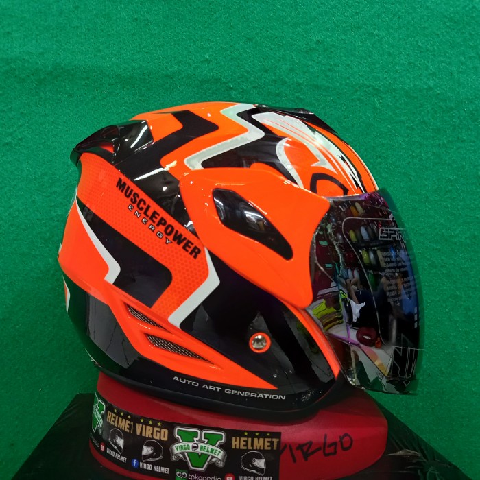 ✅Sale Helm Gm Fighter Muscle Power Orange Flourecent Black Diskon