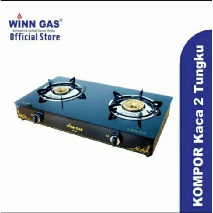 Winn Gas , W 399 , Win Gas , Kompor Gas Kaca 2 Tungku Glass Best