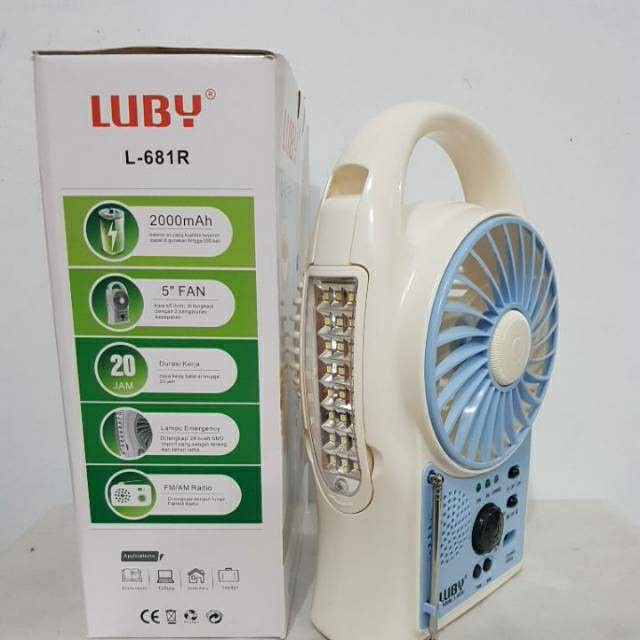 Luby L 681 R , Kipas Angin + Radio + Lampu Emergency Best