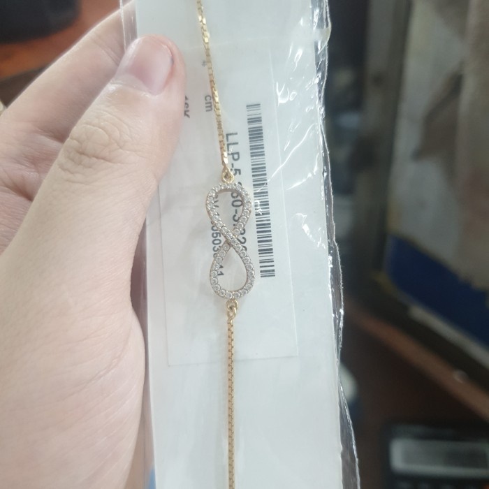 ✨Sale Gelang Paperclip Paperlina Infinity Permata Putih Emas Asli 700 70 Terbatas