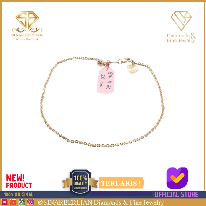 ✨Sale Sbj15 - Gelang Kaki Emas Kuning Perhiasan Emas Asli 8K/375 Gmm160 Terbaru