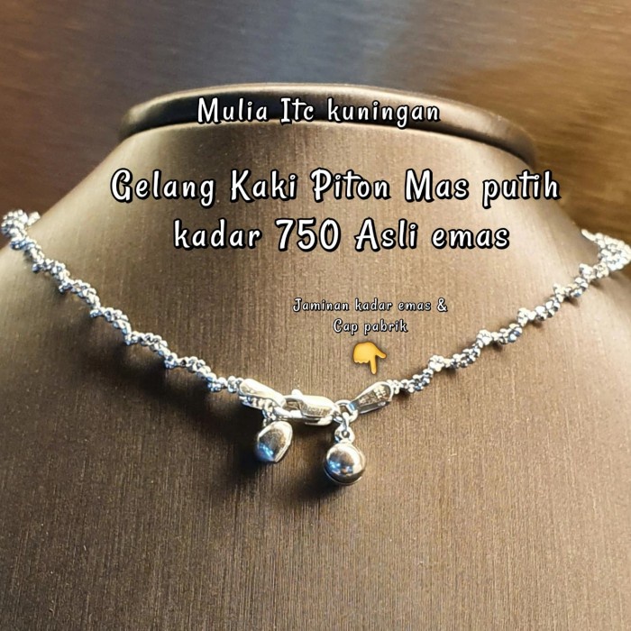 ✨Sale Gelang Kaki Piton Mas Putih Kadar 750 Asli Emas Mg1892 Terbatas