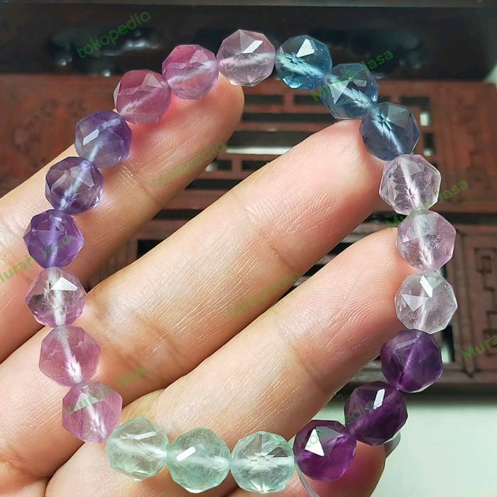✨Sale Gelang Crystal Fluorite Faceted  Sertifikat Berkualitas