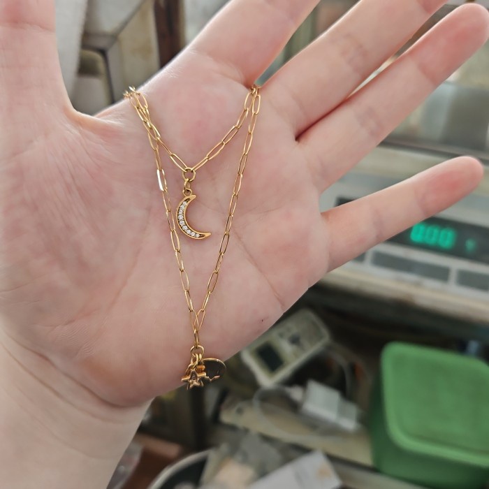 ✨Sale Kalung Jedar Double Layer 2 Susun Emas Asli 700 70 Mata Satu Simple Terbatas