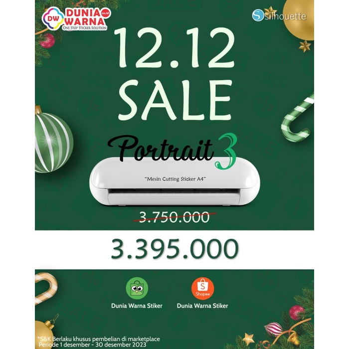 

✨Ready Silhouette Portrait 3 Mesin Cutting Sticker Mini A4 Craft Diy Praktis Limited