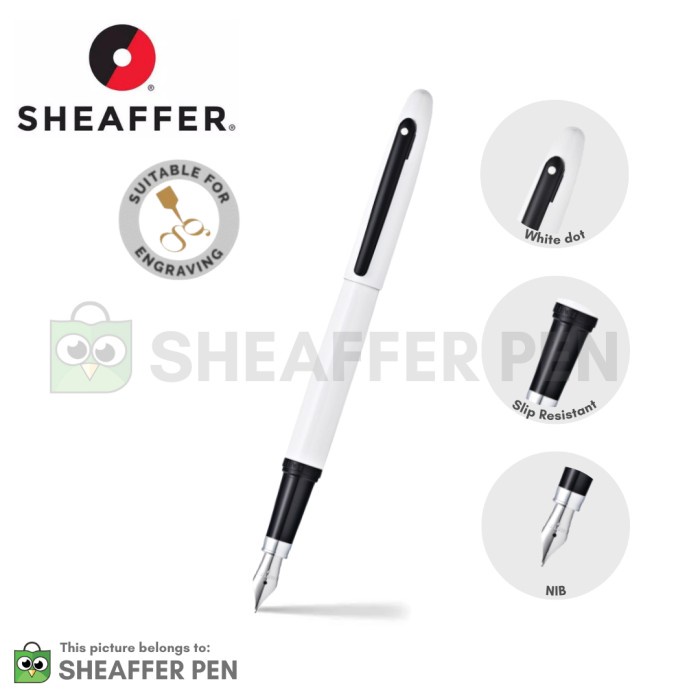 

✨Sale Sheaffer Vfm Gloss White Lacquer Featuring Black Trim Fountain Pen Berkualitas