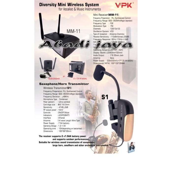 

✨Sale Mic Wireless Vpk Saxophone Mim 11 S1 Original Vpk Saxophone Mim 11 S1 Diskon