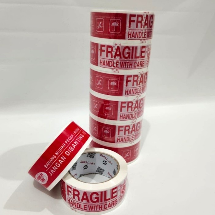 

✨Sale Lakban Fragile Merah Putih 1 Dus 72 Roll 48Mm X 100 Yard Terbatas
