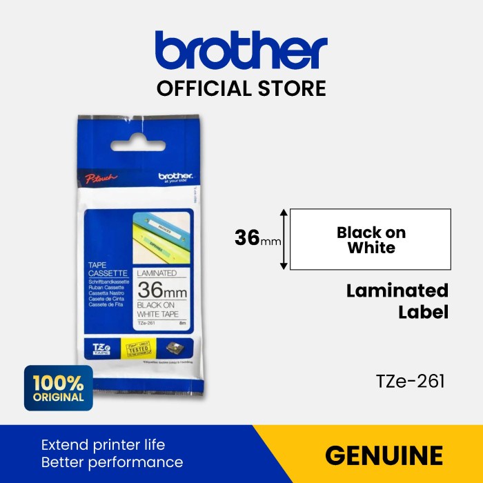 

✨Sale Brother Label Tape Tze-261 36Mm X 8M Laminated Black On White Limited