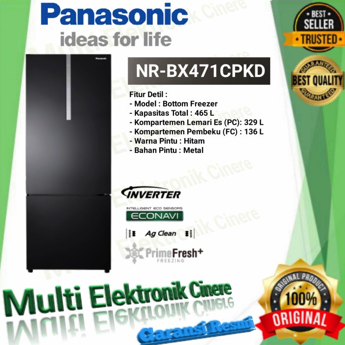✨Original Kulkas Panasonic 2 Pintu Bottom Frezer Nr-Bx471Cpkd Inverter Terbaru