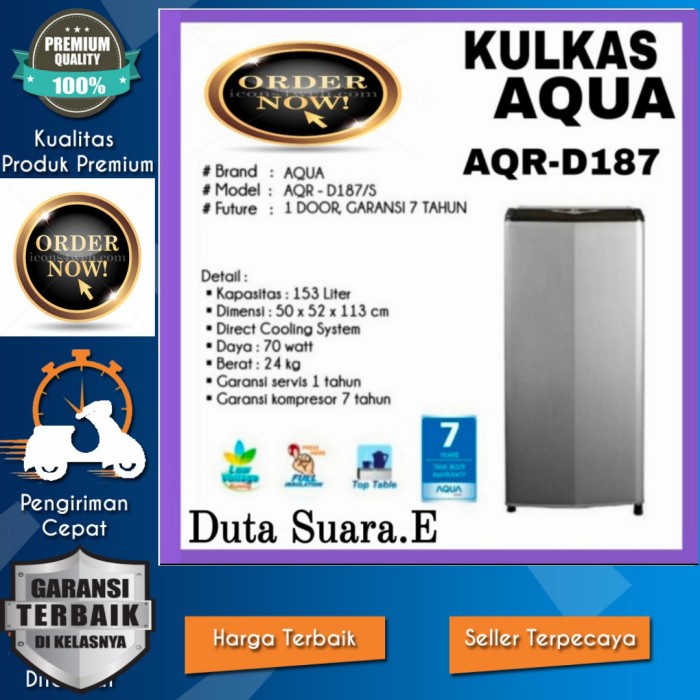 ✨Original Kulkas Aqua 1 Pintu Aqua Aqr-187 Garansi Resmi Terbaru