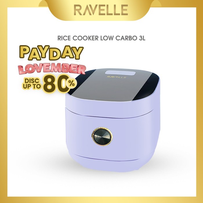✨Original Ravelle Rice Cooker Low Carbo Lilac Lavender 3 Liter - Rice Cooker 3L Diskon