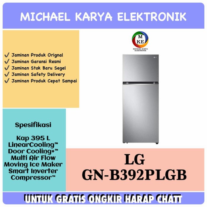 ✨Original Kulkas 2 Pintu Lg Gn B392Plgb 395L Kulkas 2 Door Lg Gn-B392Plgb 395 Limited