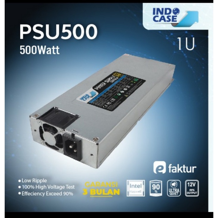 ✨Ori Indocase Power Supply 500W Pure For 1U Server Case 80 Gold - Psu501U Limited