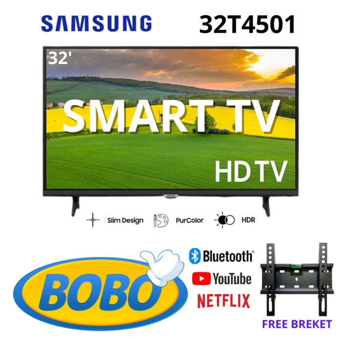 ✨New Free Breket Samsung Ua32T4501 Led Smart Tv 32 Inch 32T4501 Digital Hd Diskon