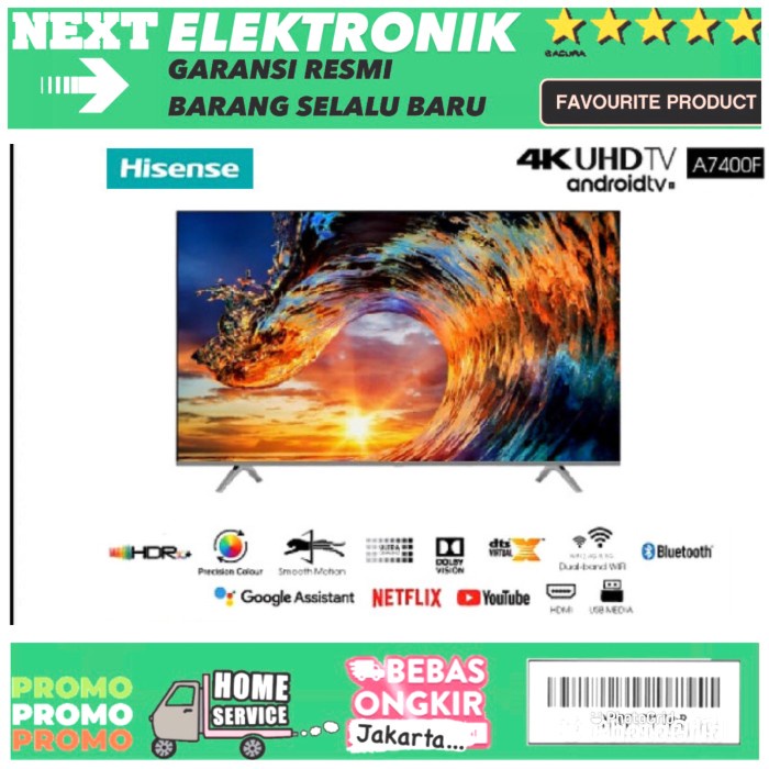 ✨New Hisense 50A7400F Smart Tv 50 Android Tv 9.0 Garansi Resmi Bazelless Berkualitas