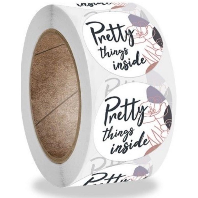 

Buruan serbu] Sticker Label Logo Tempel Pretty Things Inside White Floral P0001 D2.5