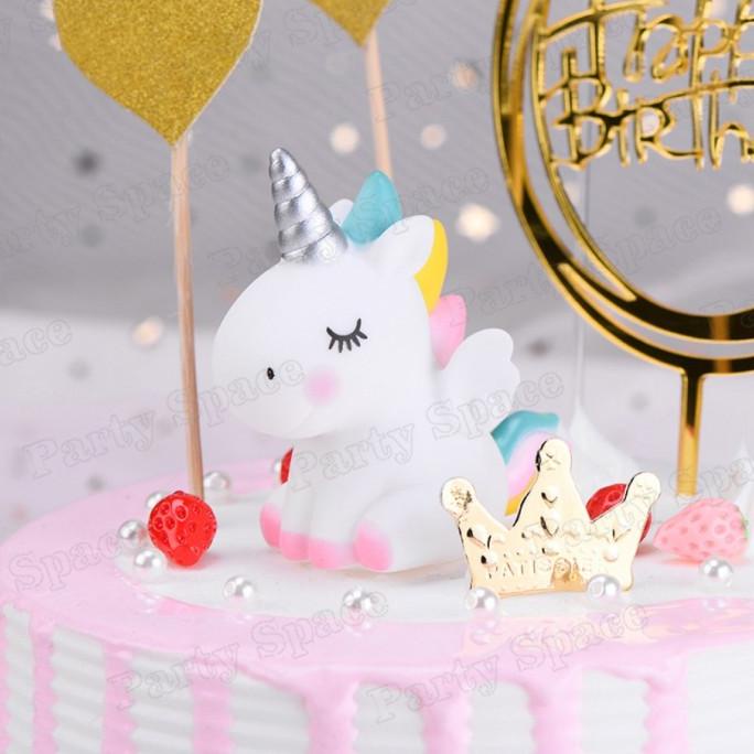 +++++] CCA01 Cake Topper Unicorn 3D Karakter Figure Dekorasi Kue Ultah Anak
