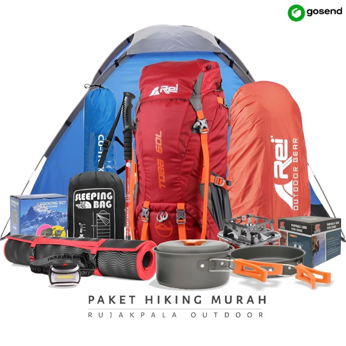 ✨Original Paket Camping Carrier Arei Toba 60L Paket Tas Gunung Rei Komplit Murah Berkualitas