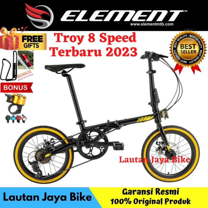 ✨Original Sepeda 16 Lipat Element Troy 8 New 2022 Terbatas