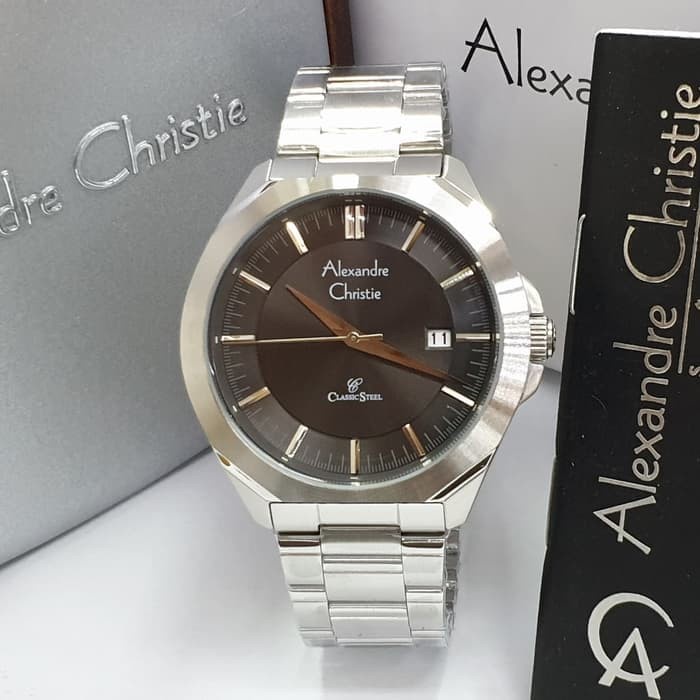 ✨Sale Alexandre Christie 8596Md / Ac8596 Silver Black Original  Garansi Limited