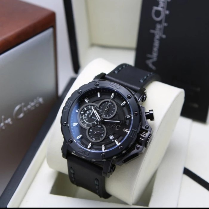 ✨Sale Alexandre Christie Ac 9205 Full Black 44Mm Ac9205 Pria OriginalKulit Limited