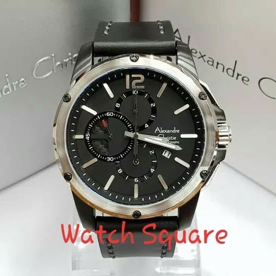 ✨Ready Jam Tangan Alexandre Christie Pria Original Ac6486 Black List Silver Berkualitas
