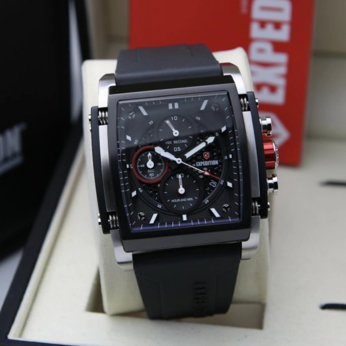 ✨Sale Expedition E6798 Rubber Black Silver Jam Pria Original Limited