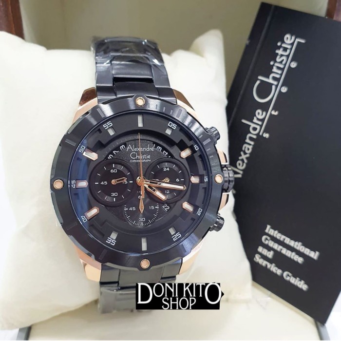 ✨Ready Jam Tangan Pria Original Alexandre Christie Ac 6529 Black Rose Ac6529 Diskon
