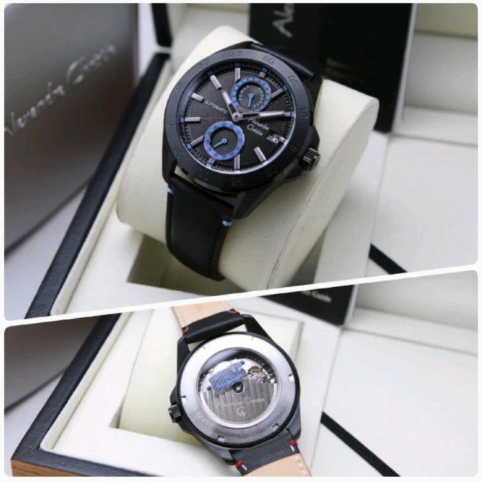✨Sale Alexandre Christie Ac 3045 Black Blue Automatic Ac3045 Pria LLeather Terbaru