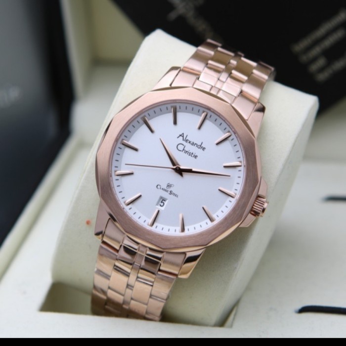 ✨Ready Alexandre Christie Ac8647 Ac 8647 Rosegold Jam Pria Original Terbatas