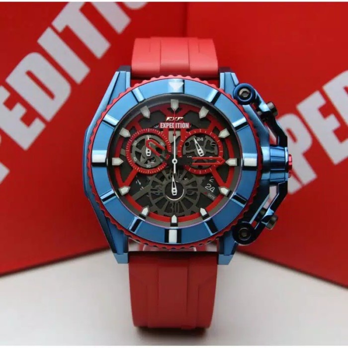 ✨Ready Expedition Exp3009 E3009 Exp 3009 E 3009 Rubber Strap Blue Red Origina Berkualitas