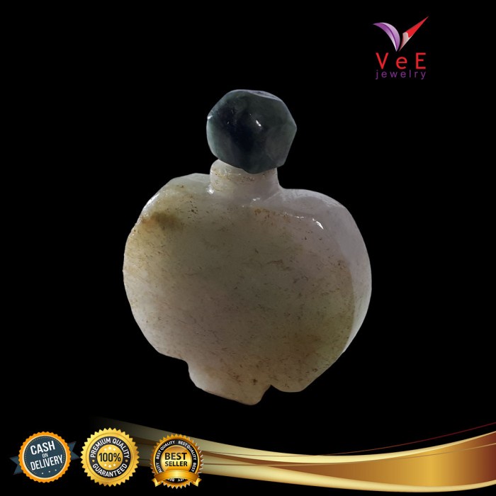 ✨Termurah Barang Antik Batu Giok Kuno Asli Cina Jade Snuff Bottle Putih Motif Diskon