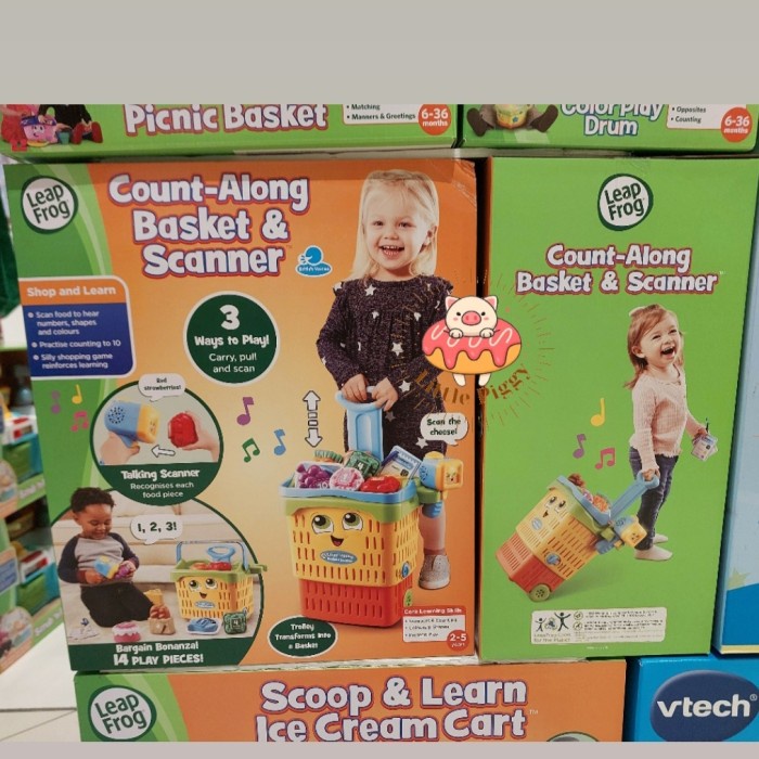 ✅Sale Leapfrog Count Along Basket And Scanner Mainan Trolley Berkualitas