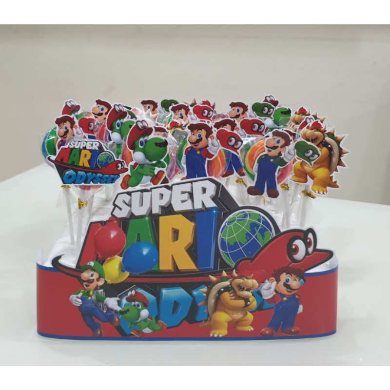

Mario Bros Mario Lolipop Stand 30Pc Custom Permen Lolipop