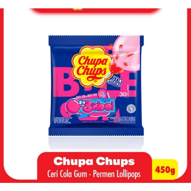 

Chupa Chups Big Babol Gum Pa 450G - Permen Karet Lolipop Ceri & Cola