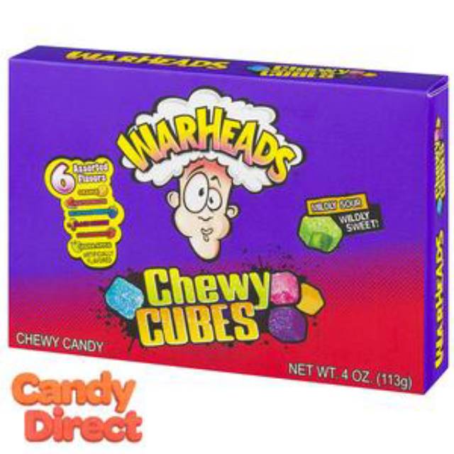 

Warheads Chewy Cubes Box Candy Usa 4 0Z