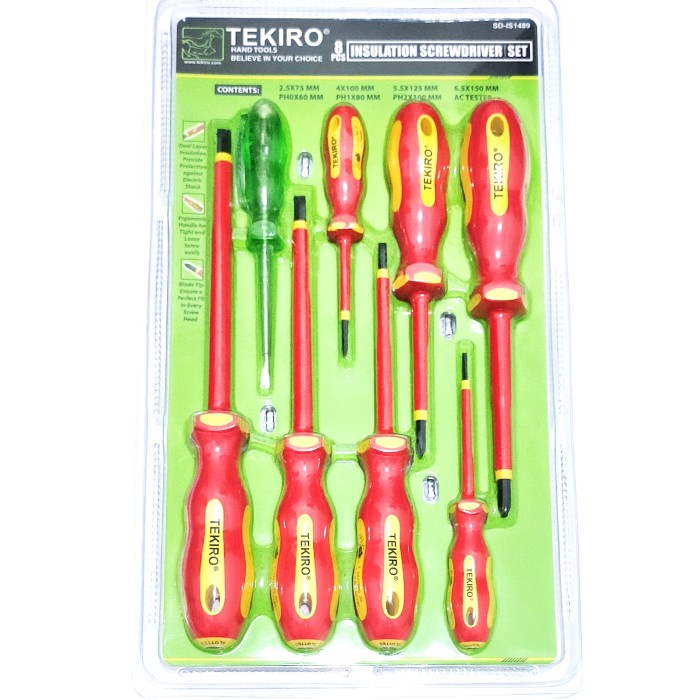 ✅New Tekiro 8Pcs Insulation Screwdriver Set Mata Obeng Listrik Tespen Ac Dc Limited