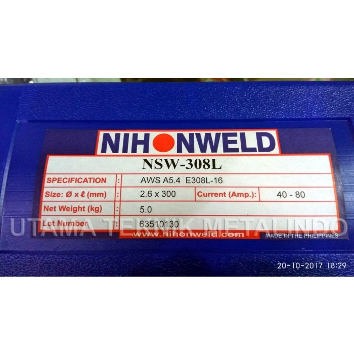 [Original] Kawat Las Nihonweld Nsw-308L Diameter 26Mm - Aws E308L-16 Limited