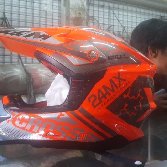 ✨Termurah Helm Gm Super Cross Mx Orange Flo Terbatas