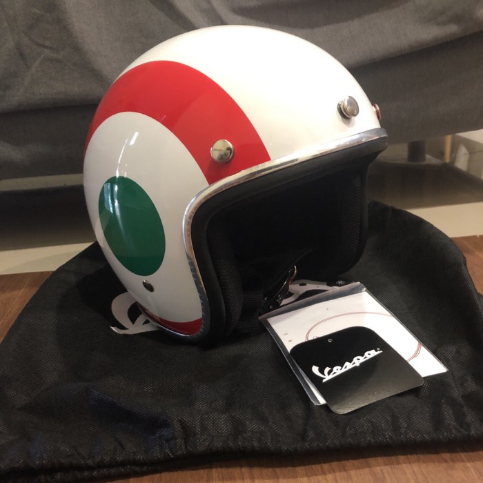 ✨Termurah Helm Vespa Original Italy Nation Flag Chrome Tricolore Size L New Diskon