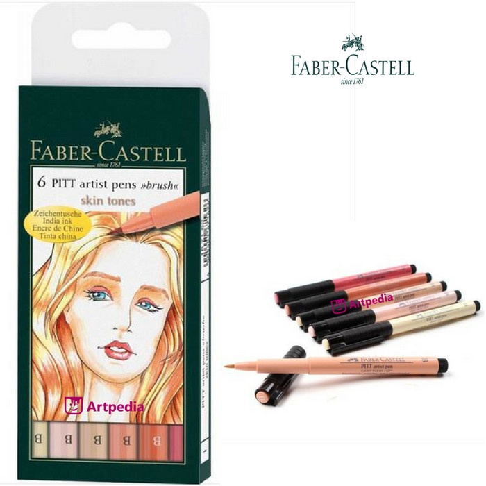 

Gaya Faber Castell Pitt Artist Pen Brush Set 6 Skin Tones / Set Wallet Of 6