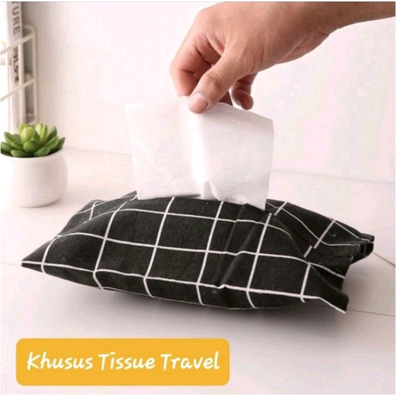 Tempat Tisu Kantong Tisu Cover Tissue Travel Bahan Kain Kanvas
