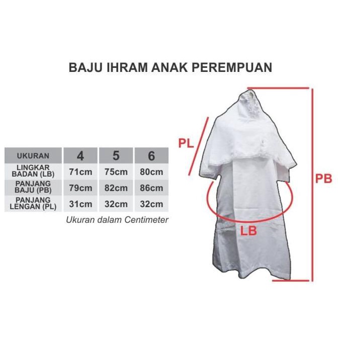 Baju Ihram Anak Perempuan/Gamis Putih Anak/Jubah Anak/Busana Muslim