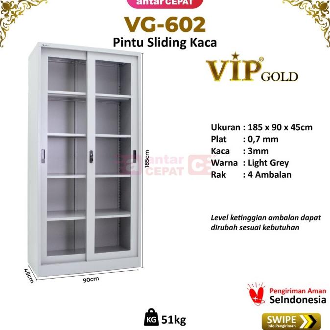 

VIP VG-602 lemari arsip lemari besi pintu kaca sliding geser
