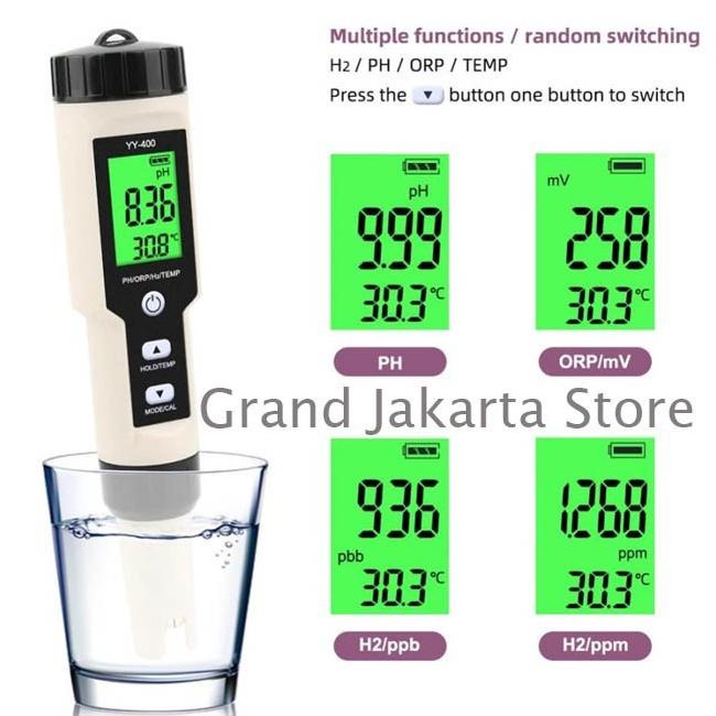 Water Tester H2 Ph Orp Temp Pen Meter Yy400 Hydrogen Yy-400 4 In 1